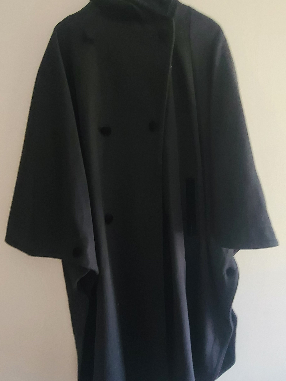 Vintage Lodenfrey Loden-Plankl Wien Austrian Wool Cape Cloak Black Double Breast